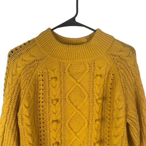 J. Crew Women Azra Cable Knit Pullover Crewneck Raglan Sleeve Classic Medium - Picture 3 of 8